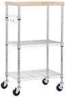 	Portable Kitchen 3-Tier Storage Rack on Caster Wheels with Adjustable 2 Shel...