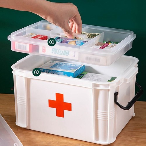 Double Layers Medicine Storage Box Plastic Emergency Box Durable Pills - Picture 3 of 12