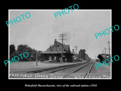 OLD 6 X 4 HISTORIC PHOTO OF WAKEFIELD MASSACHUSETTS THE RAILROAD STATION c1910