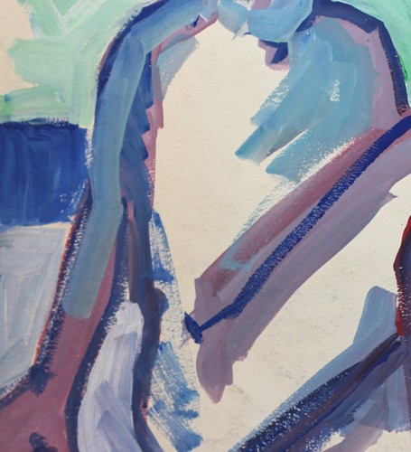 Figura abstracta pintura gouache original vintage - Imagen 9 de 14