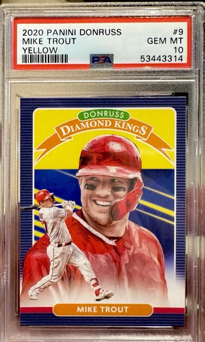 Mike Trout 2020 Panini Donruss YELLOW Diamond Kings #9 2011 BLUE BORDER  PSA 10