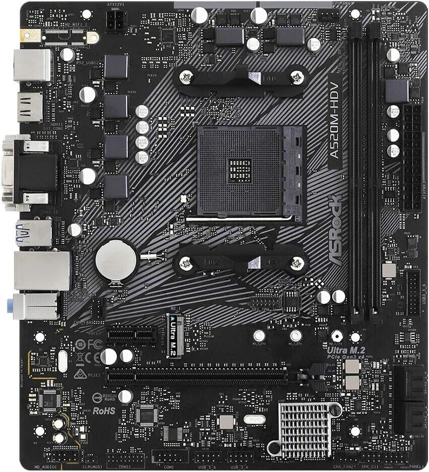 ASRock AMD Ryzen 3000/4000 AM4 A520 Micro ATX Motherboard