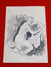 Rembrandt Van Rijn Drawing on paper (Handmade) signed and stamped mixed media.