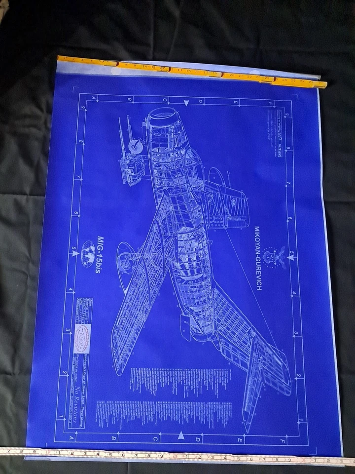 Model Airplane Large Printed Plan RC Scale Plane Drawing Mig 15 P27 - Image 2 of 3