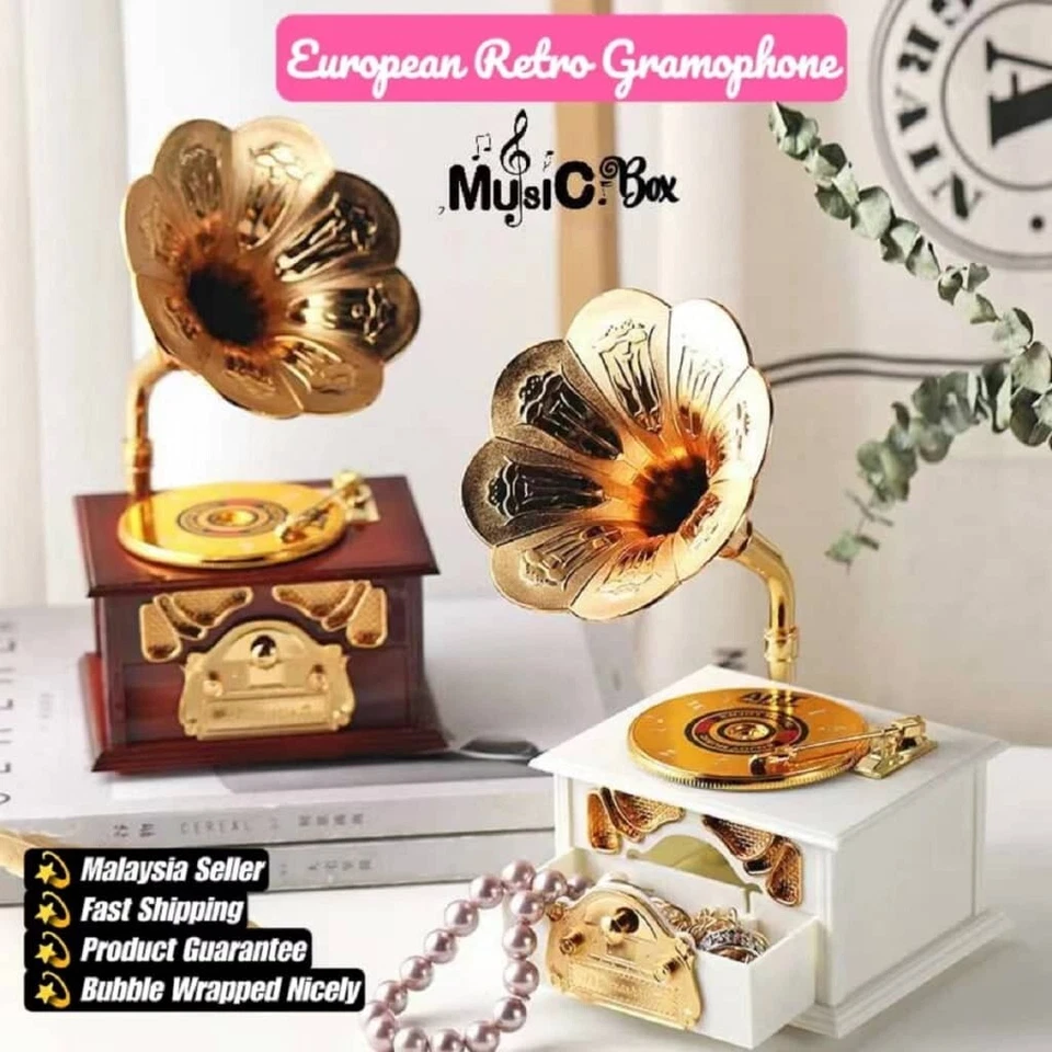 European Vintage Retro Record Gramophone Music Box Home Nordic Decoration - Image 2 of 4