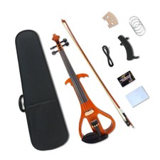 4/4 Full-Size Solid Wood Electric Violin: Case and Bow Included