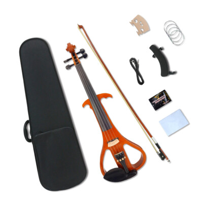 4/4 Full Size Electric Violin Solid Wood Comes Free Case Bow Small Jack