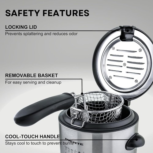 Mini Deep Fryer 0.9 Liter Single Serving Apartment Small Kitchen Appliance - Picture 4 of 7