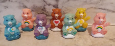 7 Vntg 1.5" CARE BEAR Figure on Cloud Cake Topper Toy Lot TCFC Rainbow Heart