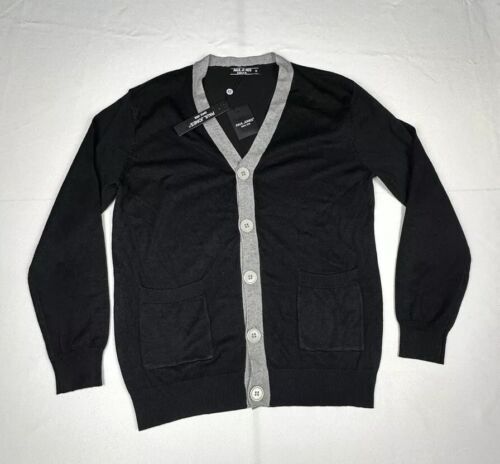 NEWl PJ Paul Jones Sweater Mens Men’s Black Gray White Button Up Cardigan NWT