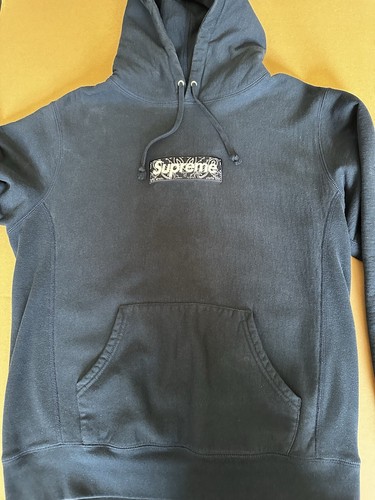 FW19 Supreme Bandana Box Logo Hoodie Navy Blue Size LARGE
