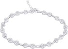 1/10ct Natural Diamond Heart Bow Link Bracelet 7.5" For Women in Sterling Silver