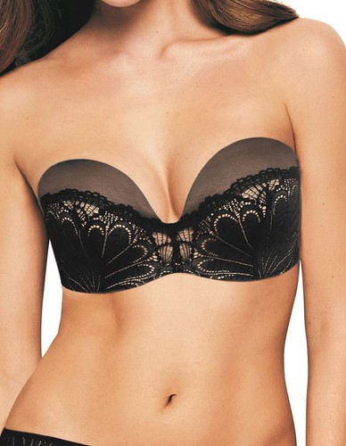 Wonderbra Dessous ultimativer trägerloser Spitzen-BH raffinierter Glamour W031U schwarz - Bild 1 von 1