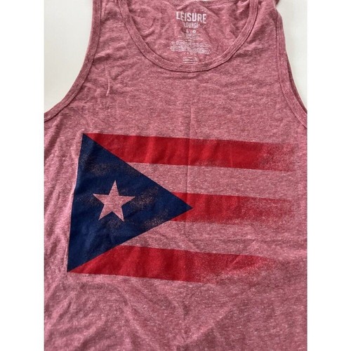 Puerto Rico Tank Top Flag Red Leisure Lounge Medium M Boricua Men's New - Picture 2 of 4