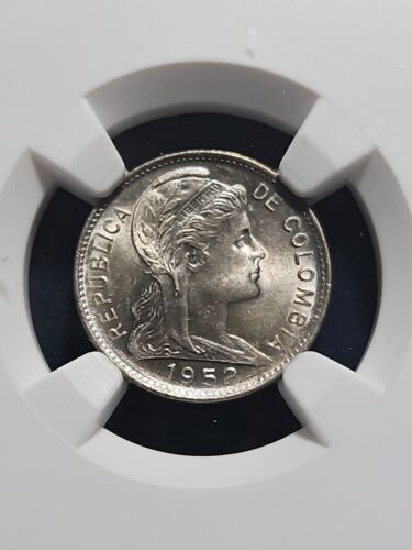 Colombia 1 Centavo 1952B NGC MS 64 (KM.#275a) - Picture 2 of 4