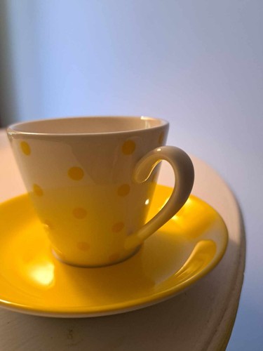 Kate Spade - Lenox "Larabee Road Dot" Demitasse Yellow Cup & Saucer - Picture 2 of 5