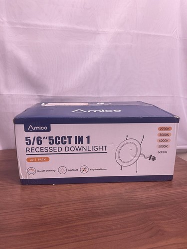 Amico A1820AX0188 20 Pack 5/6 Inch 5CCT Ultra Thin LED Recessed Ceiling Light