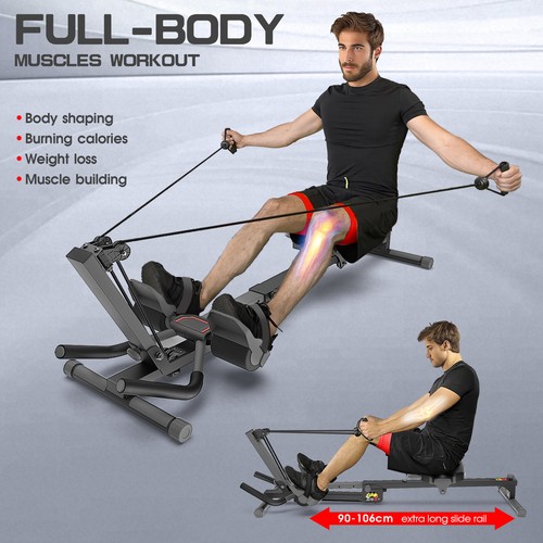 4 in1 Rowing Machine Rower AB Workout Machine Exercise Fitness Home Gym Cardio - Picture 5 of 11