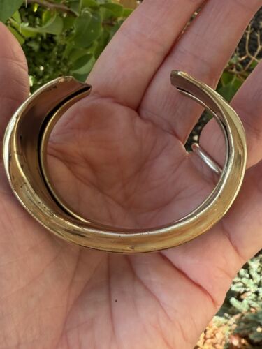 Vintage Signed RAL Rolf Andrea Ludden Modernist Brass & Copper Bracelet Cuff - Picture 2 of 7