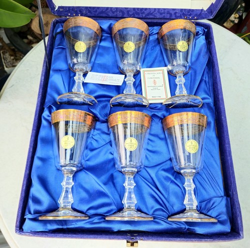 Rare 6 six Vintage Italica Interglass Murano Wine Goblets - WB4 - Picture 9 of 13