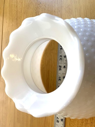 White Milk Glass Hobnail Hurricane Lamp Shade 7 3/4” Fitter 5 1/2” Tall Vintage - Picture 6 of 10