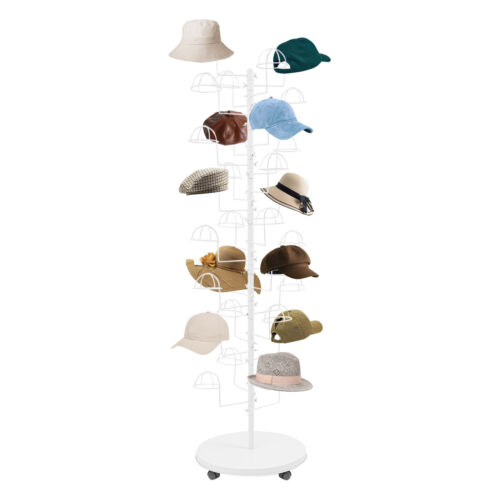 Espositore per cappelli in metallo bianco autoportante cappelli portaoggetti con 30 ganci - Foto 5 di 19