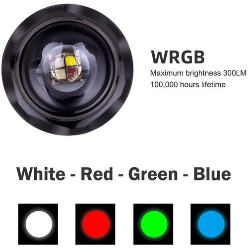 4 IN 1 Hunting Weapon Torch Red Blue Green White Zoom LED Flashlight Hog Light - Picture 4 of 13