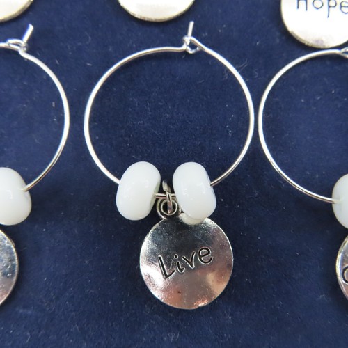 INSPIRATIONAL WORD Wine Charms Cocktail Drink Markers Hope Courage Love Set of 6 - Picture 3 of 9