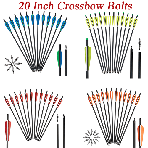 12x 20"Crossbow Bolts Carbon Arrows Archery Half Moon Nocks Bow Shooting Hunting - Picture 23 of 27
