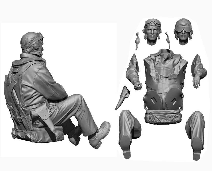 1/32 Legend Production WW2 US Navy Pilot & Rear Gunner Set I (4 Heads) #LF3233 - Image 3 of 4