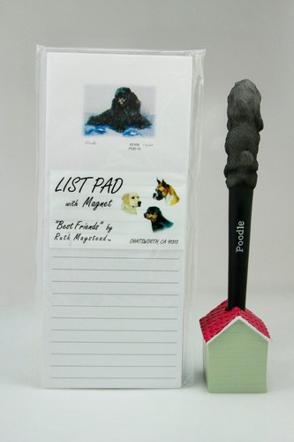 POODLE BLACK~ MAGNETIC LIST PAD & PEN SET & MATCHING REFRIGERATOR MAGNET - Picture 8 of 9