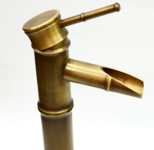 Tall Bronze Bamboo Basin Sink Kitchen Countertop Bathroom Mono Bloc Mixer Tap - Picture 6 of 7