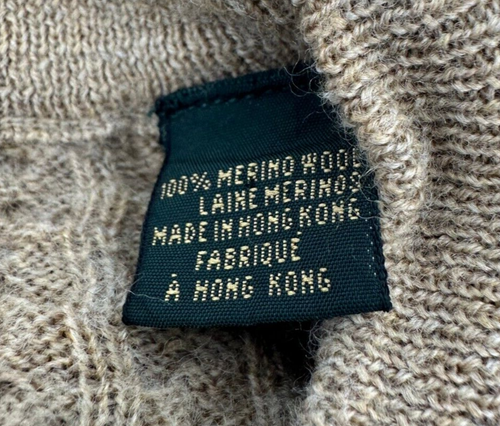 Bobby Jones Mens Pullover Crew Neck Cable Knit Golf Sweater Large Beige Wool - Picture 11 of 14