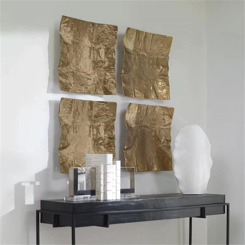 Uttermost Archive Organic Shape Contemporary Aluminum Wall Decor in Brass - Picture 7 of 8