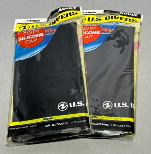 2 neue U.S. Taucher Erwachsene Schwimmen Silikon Kappe - schwarz - langlebig - Einheitsgröße