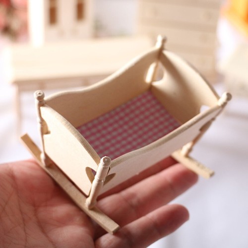 1 Pc Mini House Cradle Model Mini Wooden Cradle Furniture Miniature Kids Toy - 第 3/12 張圖片