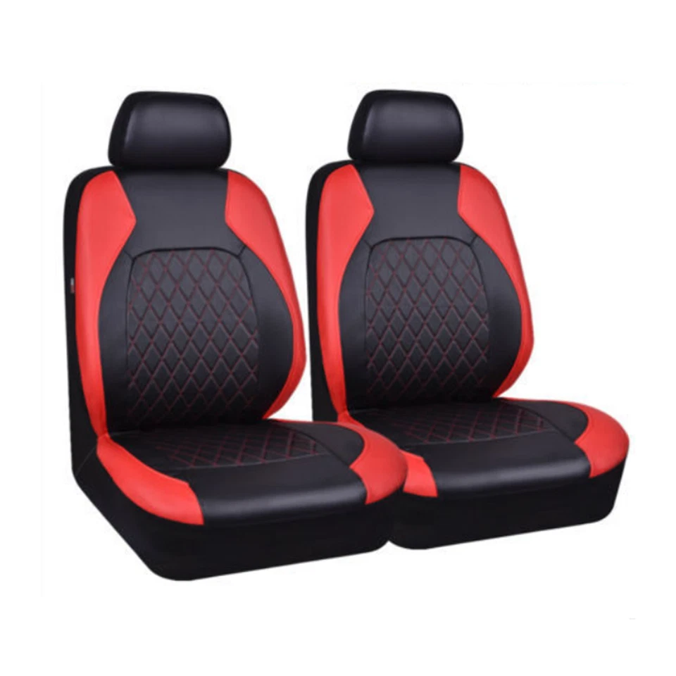 Juego de 2 fundas de asiento de coche de cuero PU protectores de cojín de silla delantera impermeables Foto 3 de 4