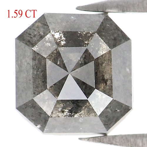 1.59 CT Natural Loose Emerald Cut Diamond 6.45 MM Salt And Pepper Diamond LQ7893 - Picture 2 of 8