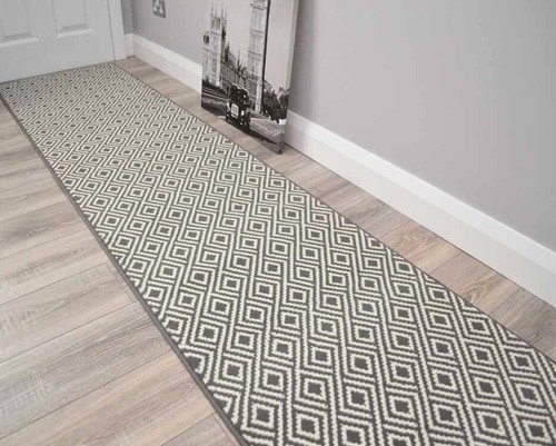 Grey Corridor Rugs Very Long Hallway Rug Dark Border Hall Runner ANY Length - Picture 15 of 19