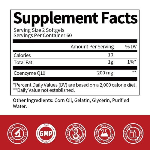 COQ 10 Coenzyme Q-10 3200mg Heart Health Support, Increase Energy & Stamina - Picture 5 of 8
