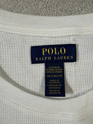 Nuevo Polo Ralph Lauren Para Hombres Oso Tejido Gofre Camisa Térmica Talla 2XL Blanco Dormir - Imagen 5 de 8