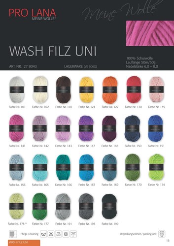 WASH-FILZ UNI von PRO LANA - Farbe 151 - 50 g / ca. 50 m Wolle - Bild 2 von 2
