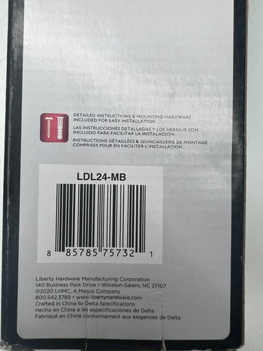 DELTA LYNDALL LDL24-MB Wall Mount Towel Bar in Matte Black 24 in. - Picture 3 of 3