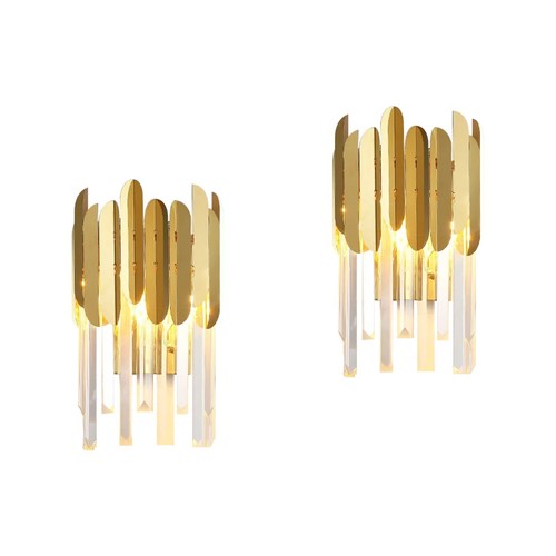 Aplique de pared de cristal MOSSODOR lámpara de pared moderna accesorio de iluminación dorado - Imagen 3 de 27