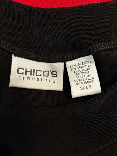 CHICO’S TRAVELERS Size 2 / Large Black Ornate Sequined 3/4 Sleeve Blouse NEW - Picture 3 of 3