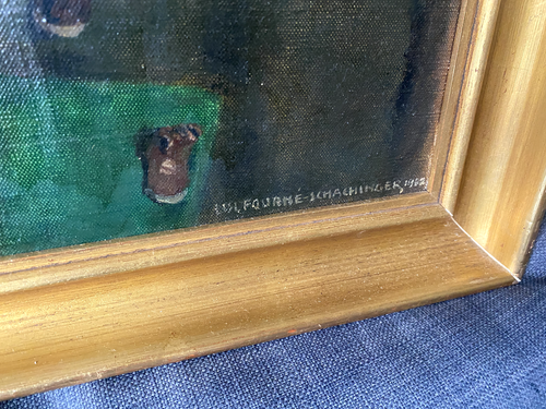 Oil Painting 1980 2 Portraits Married People Signed Lisl Fourne-Schachinger 1913 - Picture 7 of 9