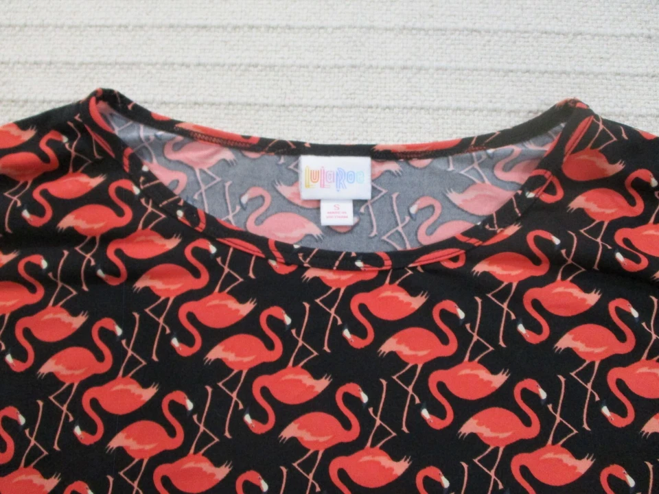 Camisa flamenca pequeña negra manga corta Lula Roe para mujer estampado túnica alta baja Foto 2 de 4