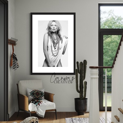 Kate Moss Mode Wandbild Leinwandbild - gerahmter Druck - Posterpapier - Wohndeko - Bild 17 von 24