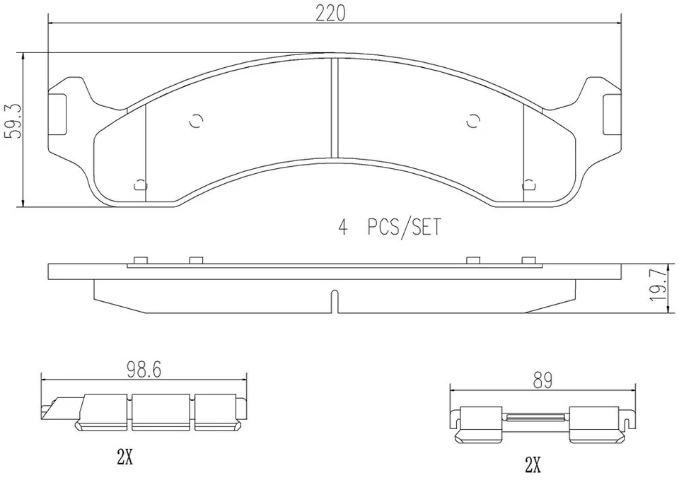 Pastillas de freno delanteras Brembo de cerámica para Dodge Ram 2500 3500 2000 2001 2002 Foto 2 de 2
