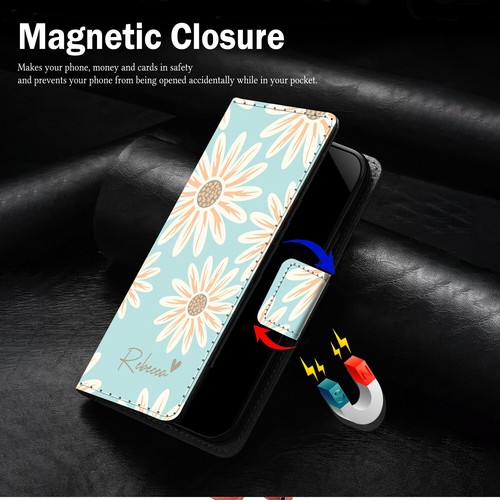 Custom Name Flower Leather Phone Case Cover For iPhone 16 Pro Max 15 14 13 12 11 - Picture 17 of 48